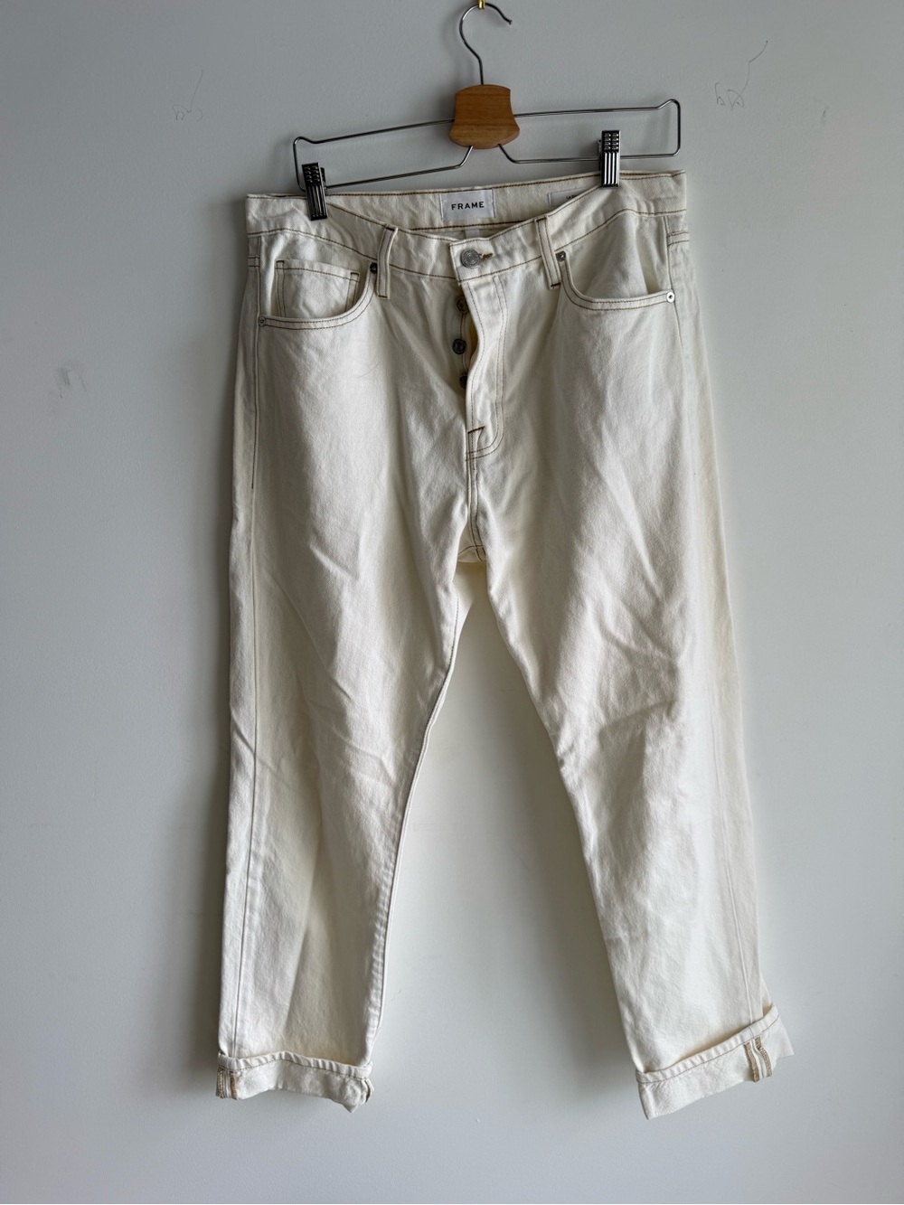 Frame Denim Women’s Le Slouch Off-White Slim Straight Jeans